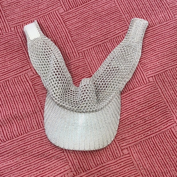 Stylish Tan sparkly gold tone Visor Cap - Picture 2 of 11